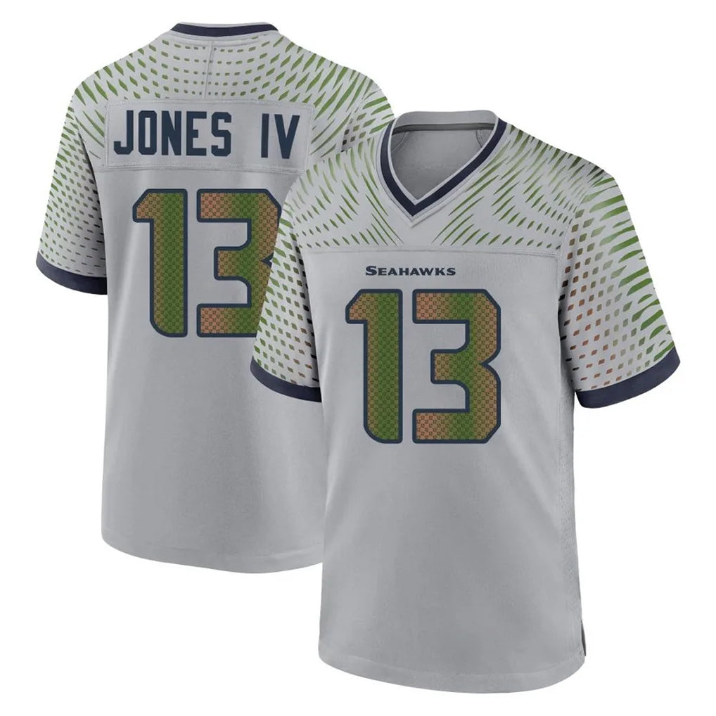 S.Seahawks #13 Ernest Jones IV Player Grey 2025 Rivalries Collection Home Game Gdoa Stitched Jerseys
