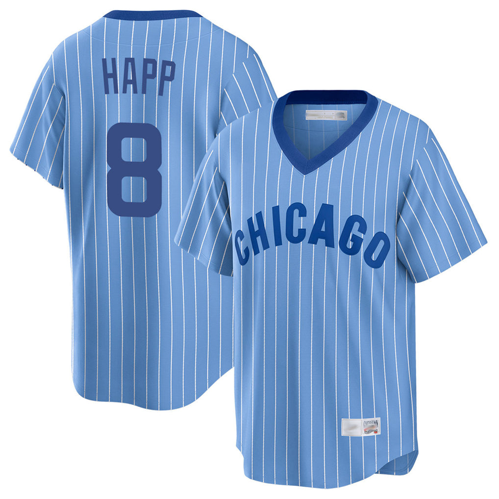 C.Cubs #8 Ian Happ Player Blue T-shirt Cooperstown Collection Limited Gdoa Stitched Jerseys