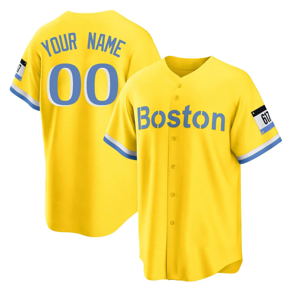 Custom B.Red Sox Yellow Home Game Any Name & Number Gdoa Stitched Jerseys