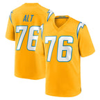 LA.Chargers #76 Joe Alt Player Gold Home Game Gdoa Stitched Jerseys