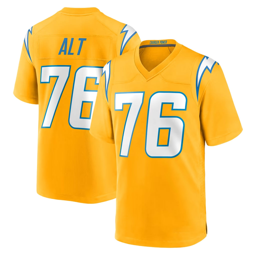 LA.Chargers #76 Joe Alt Player Gold Home Game Gdoa Stitched Jerseys