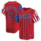 B.Orioles #6 Ryan Mountcastle Player Red Independence Day Vapor Premier Limited Home Game Gdoa Stitched Jerseys