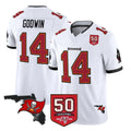 TB.Buccaneers #14 Chris Godwin Jr. Player White 50th Season Vapor Limited Home Game Gdoa Stitched Jerseys