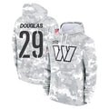 W.Commanders #29 Rasul Douglas Player Arctic Camo Limited Salute to Service Pullover Hoodies Game Gdoa Stitched Jerseys