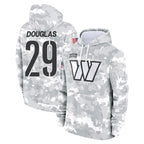 W.Commanders #29 Rasul Douglas Player Arctic Camo Limited Salute to Service Pullover Hoodies Game Gdoa Stitched Jerseys