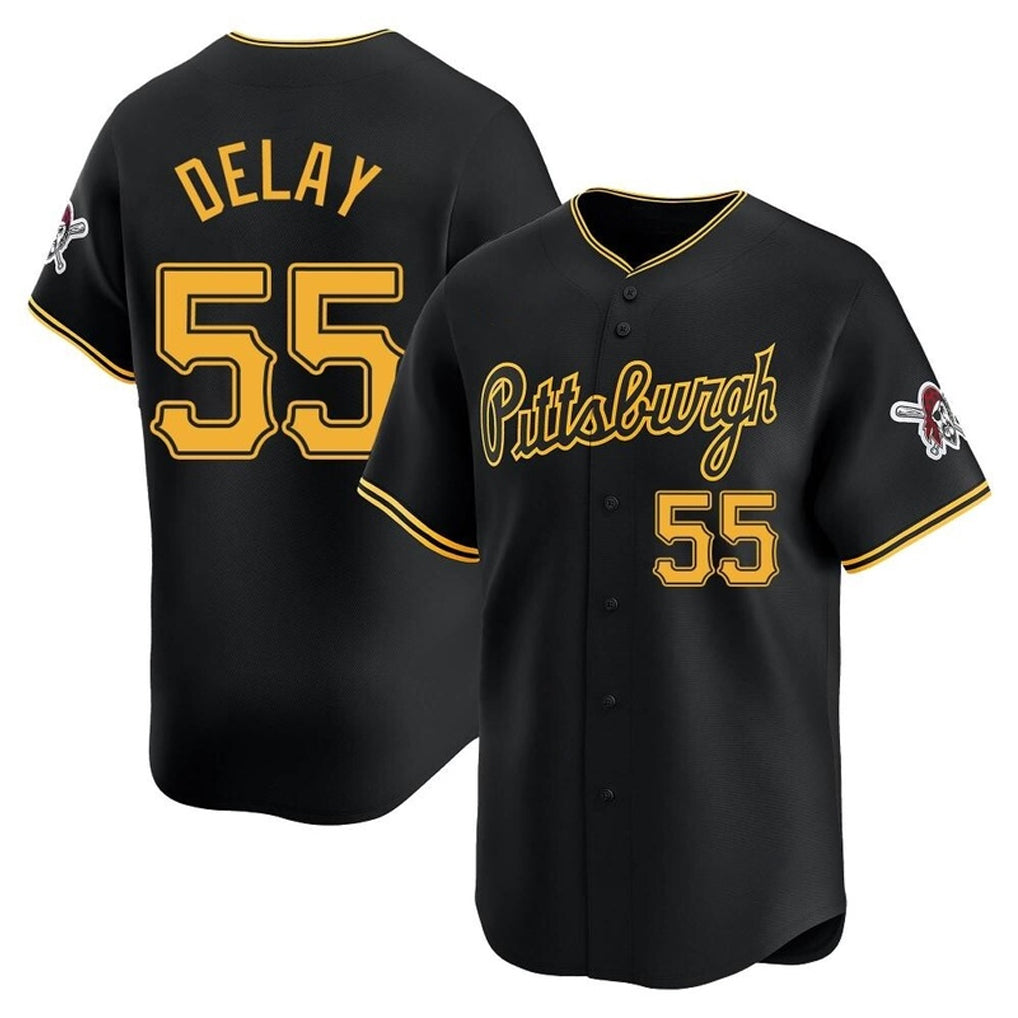 P.Pirates #55 Jason Delay Player Black Alt Home Limited Fdoa Stitched Jerseys