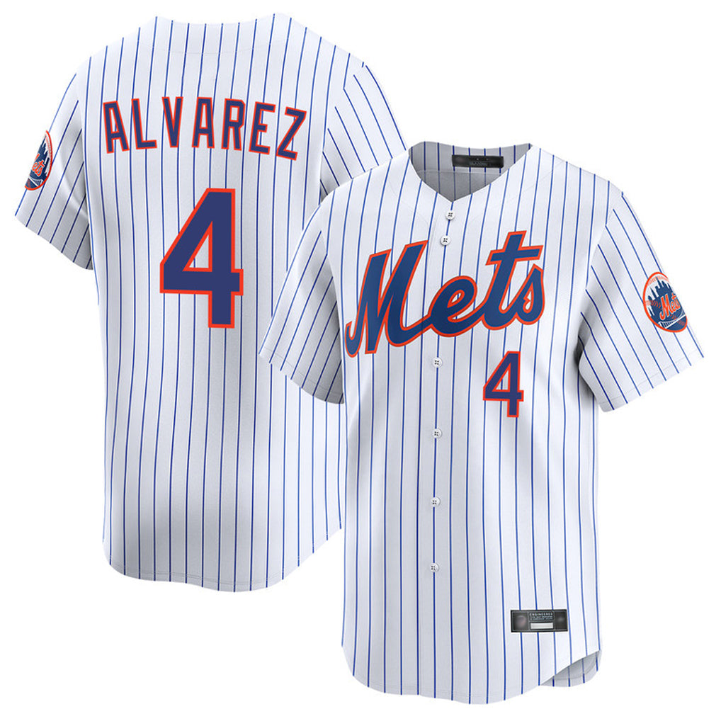 NY.Mets #4 Francisco Alvarez Player White Home Replica Fdoa Stitched Jerseys