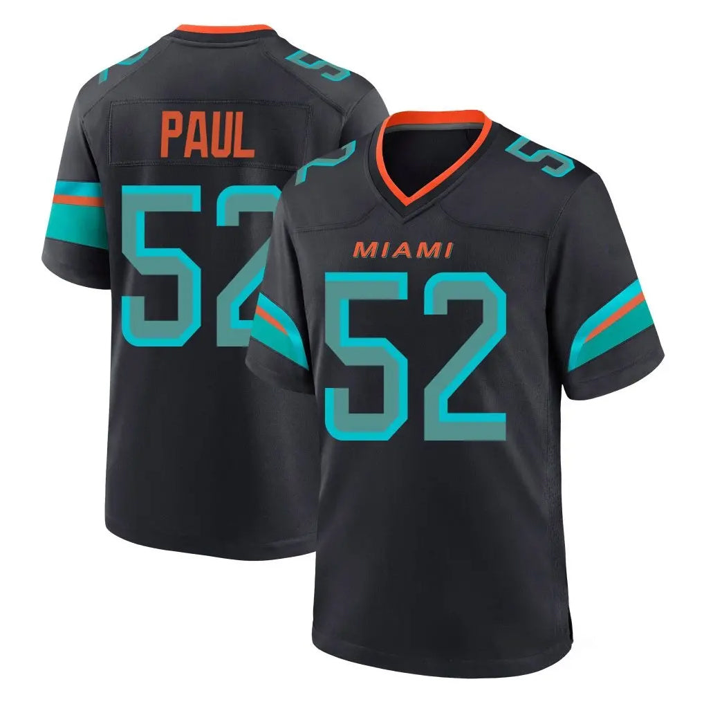 M.Dolphins #52 Patrick Paul Player Black Pitch Rivalries Collection Home Game Gdoa Stitched Jerseys