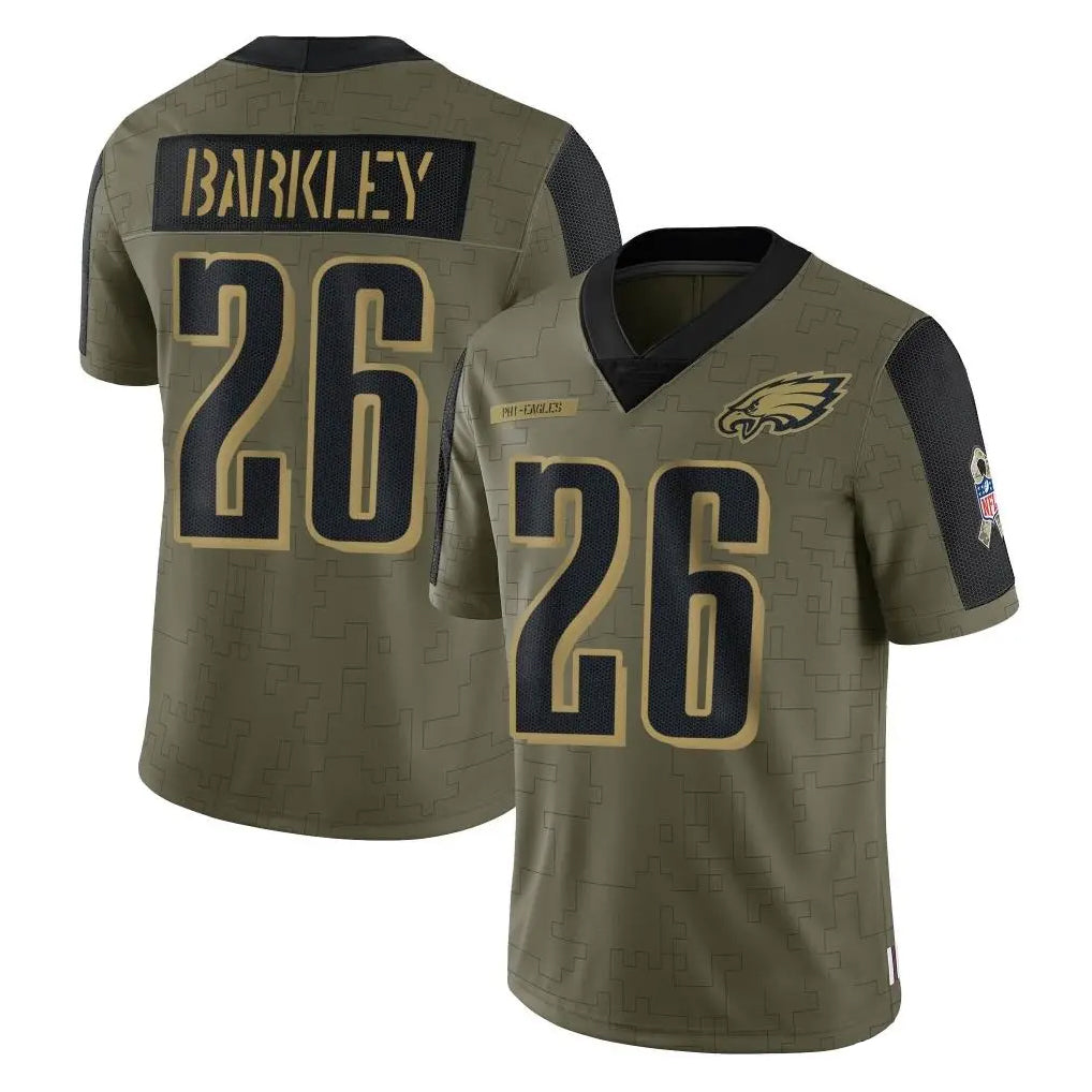 P.Eagles #26 Saquon Barkley Player Olive Salute To Service Limited Game Gdoa Stitched Jerseys