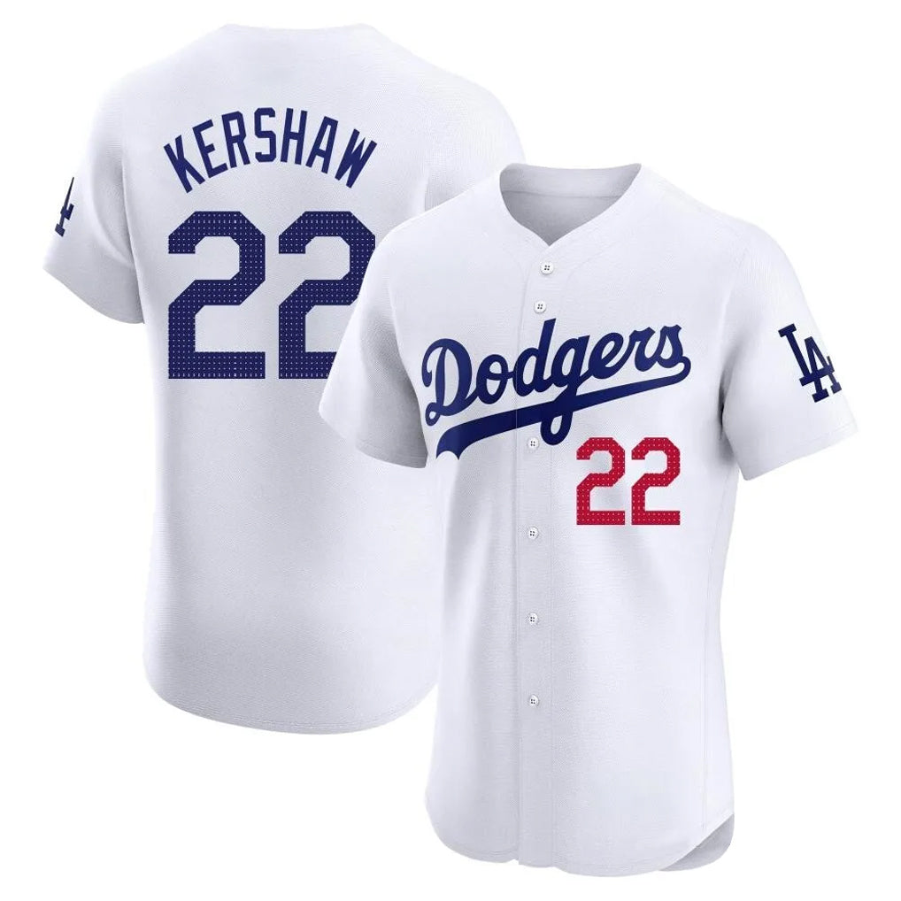 LA.Dodgers #22 Clayton Kershaw Player White Limited Elite Fdoa Stitched Jerseys