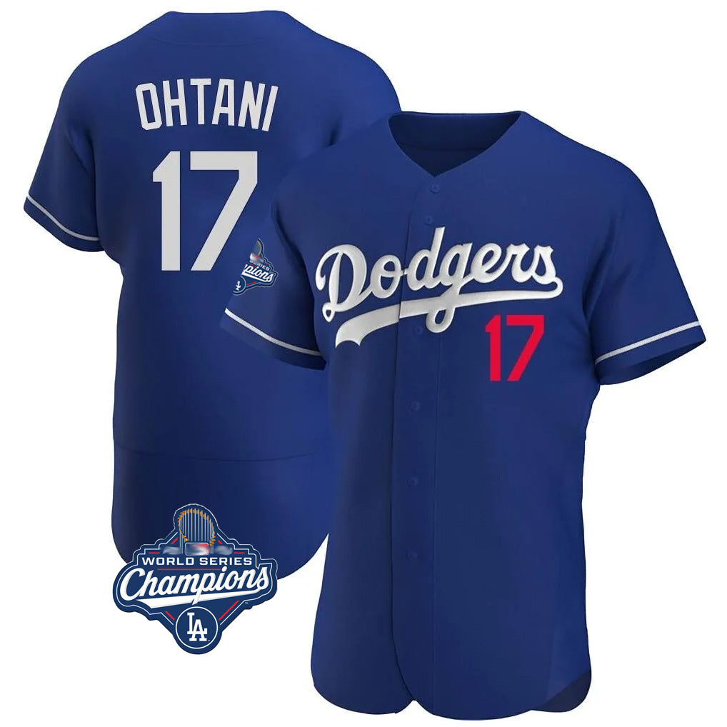 LA.Dodgers #17 Shohei Ohtani Player Royal World Series Meet Limited Elite Home Fdoa Stitched Jerseys