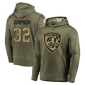 B.Ravens #32 Trenton Simpson Player Olive Salute to Service Pullover Hoodie Gdoa Stitched Jerseys