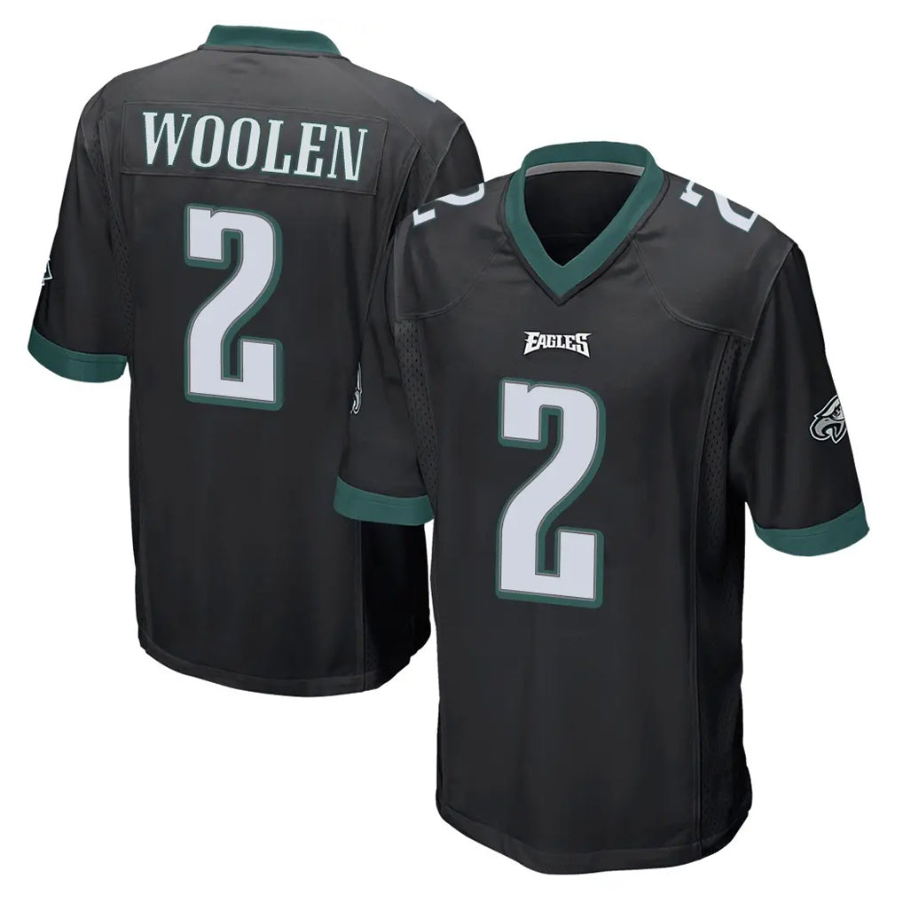 P.Eagles #2 Riq Woolen Player Black Home Game Gdoa Stitched Jerseys