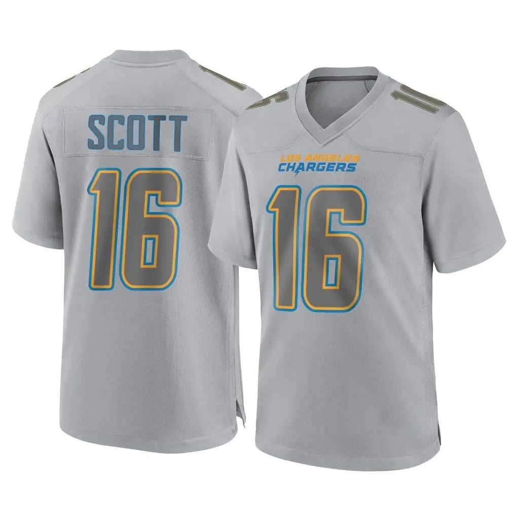 LA.Chargers #16 J.K. Scott Player Gray Atmosphere Fashion Home Game Gdoa Stitched Jerseys