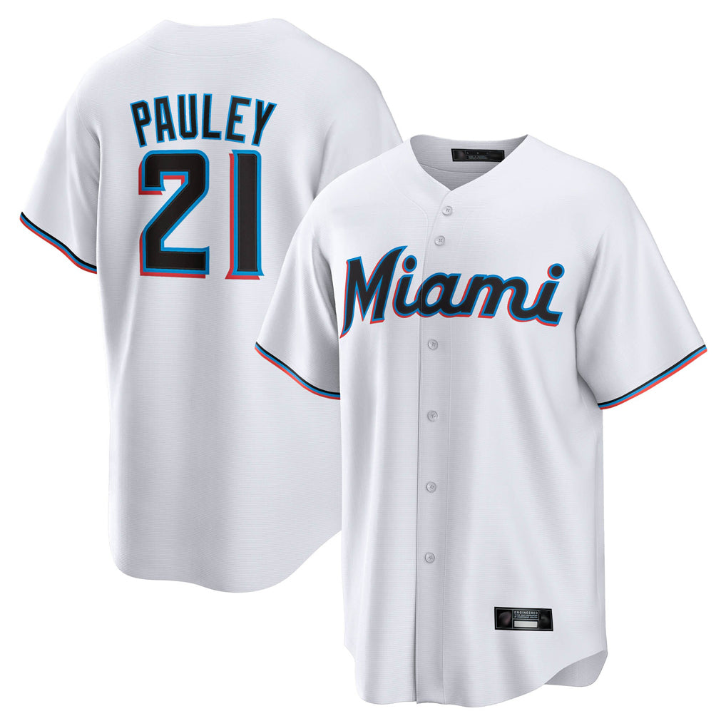 M.Marlins #21 Graham Pauley Player White  Home Game Fdoa Stitched Jerseys