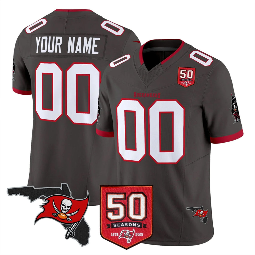 Custom TB.Buccaneers Pewter Limited 2026 Season Vapor F.U.S.E. Home Game Any Name & Numbers Gdoa Stitched Jerseys