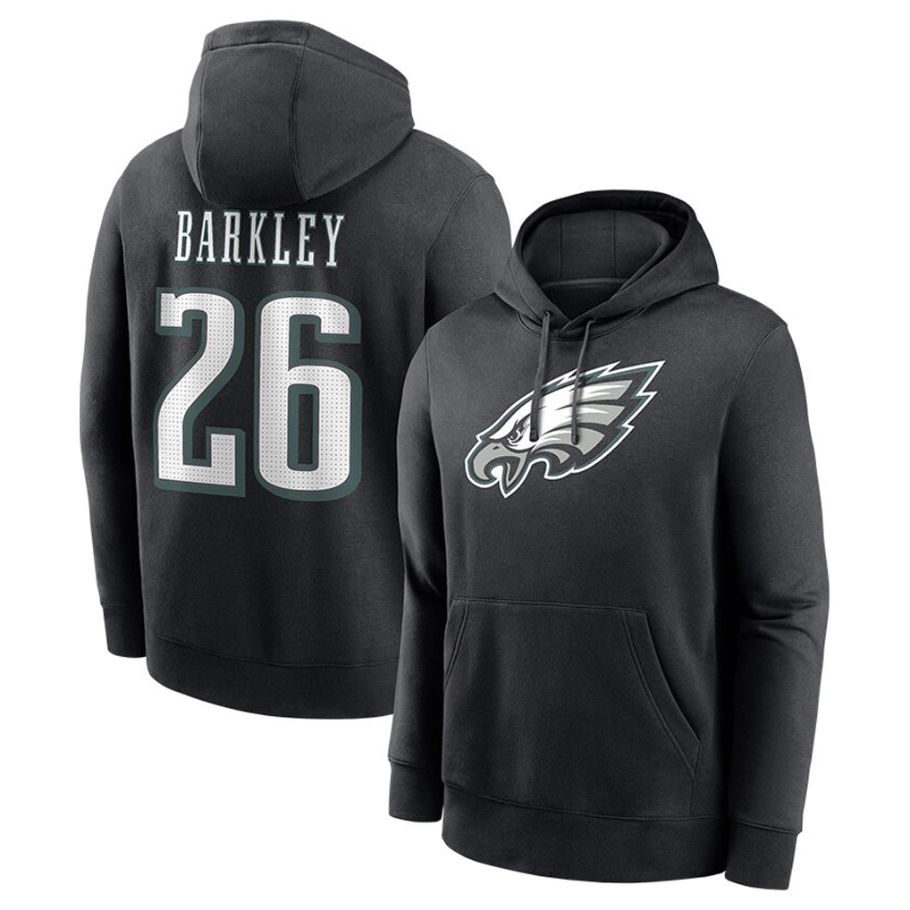 P.Eagles #26 Saquon Barkley Player Black Pullover Hoodies Home Game Gdoa Stitched Jerseys