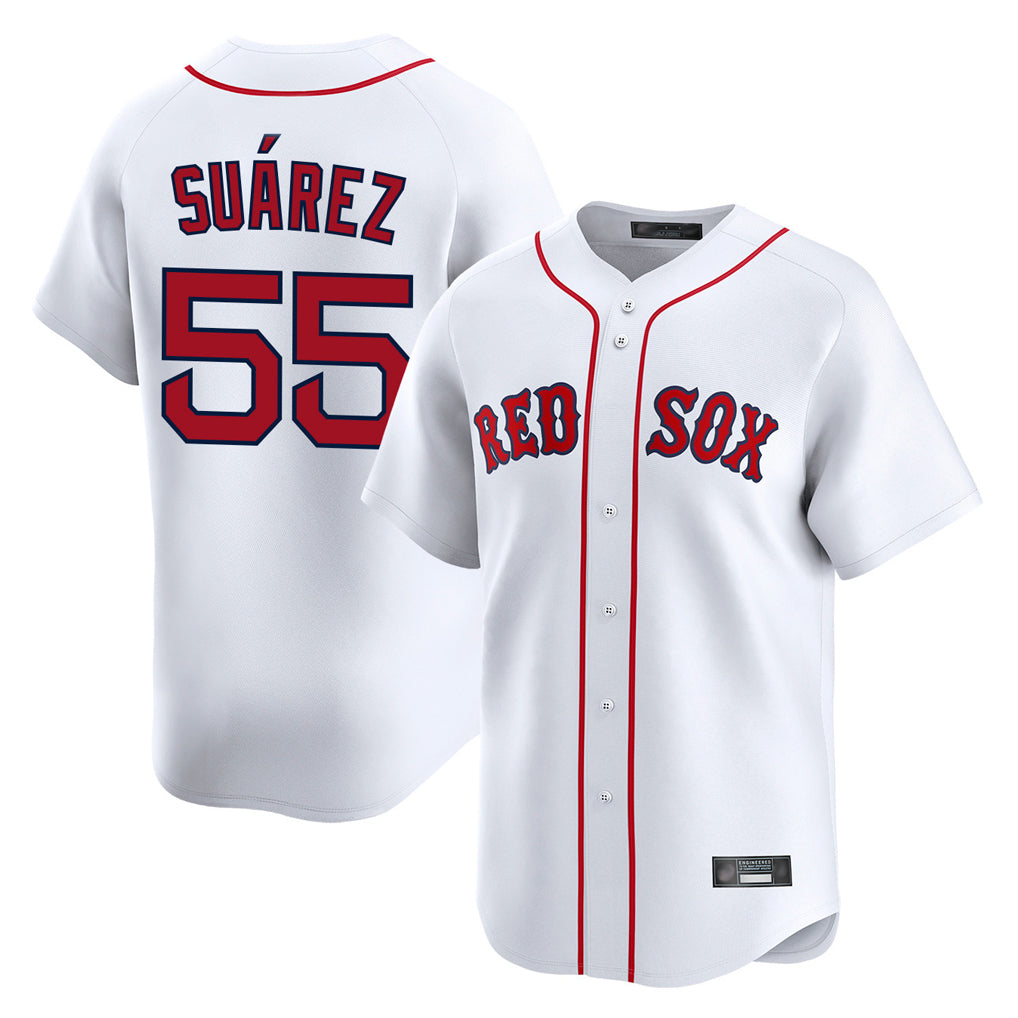 B.Red Sox #55 Ranger Su¨¢rez Player White Limited Home Game Gdoa Stitched Jerseys