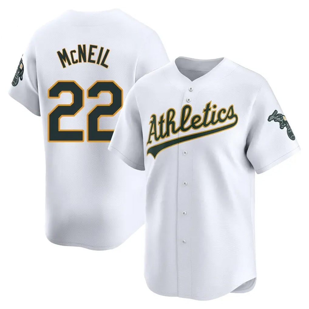 Athletics #22 Jeff McNeil Player White Limited Home Game Gdoa Stitched Jerseys