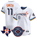 H.Astros #11 Cam Smith Player White City Connect Texas Patch Vapor Premier Limited Home Gdoa Stitched Jerseys