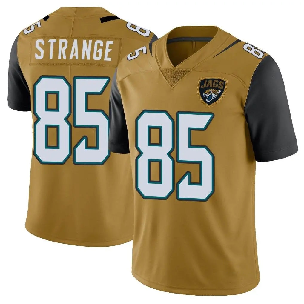 J.Jaguars #85 Brenton Strange Player Gold Vapor Limited Home Game Gdoa Stitched Jerseys