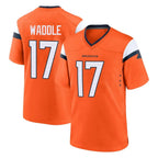 D.Broncos #17 Jaylen Waddle Player Orange Home Game Gdoa Stitched Jerseys