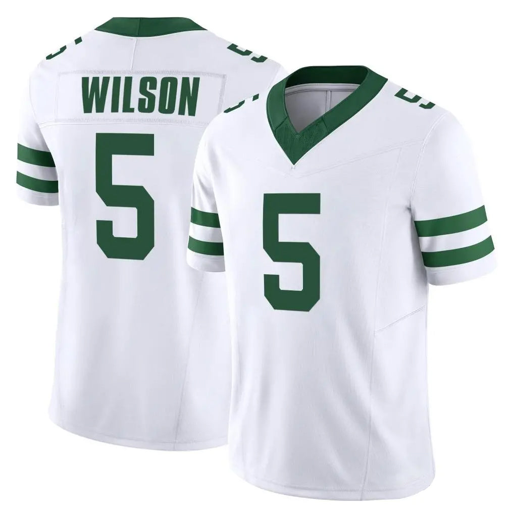 NY.Jets #5 Garrett Wilson Player White Legacy Limited Vapor F.U.S.E. Home Game Gdoa Stitched Jerseys