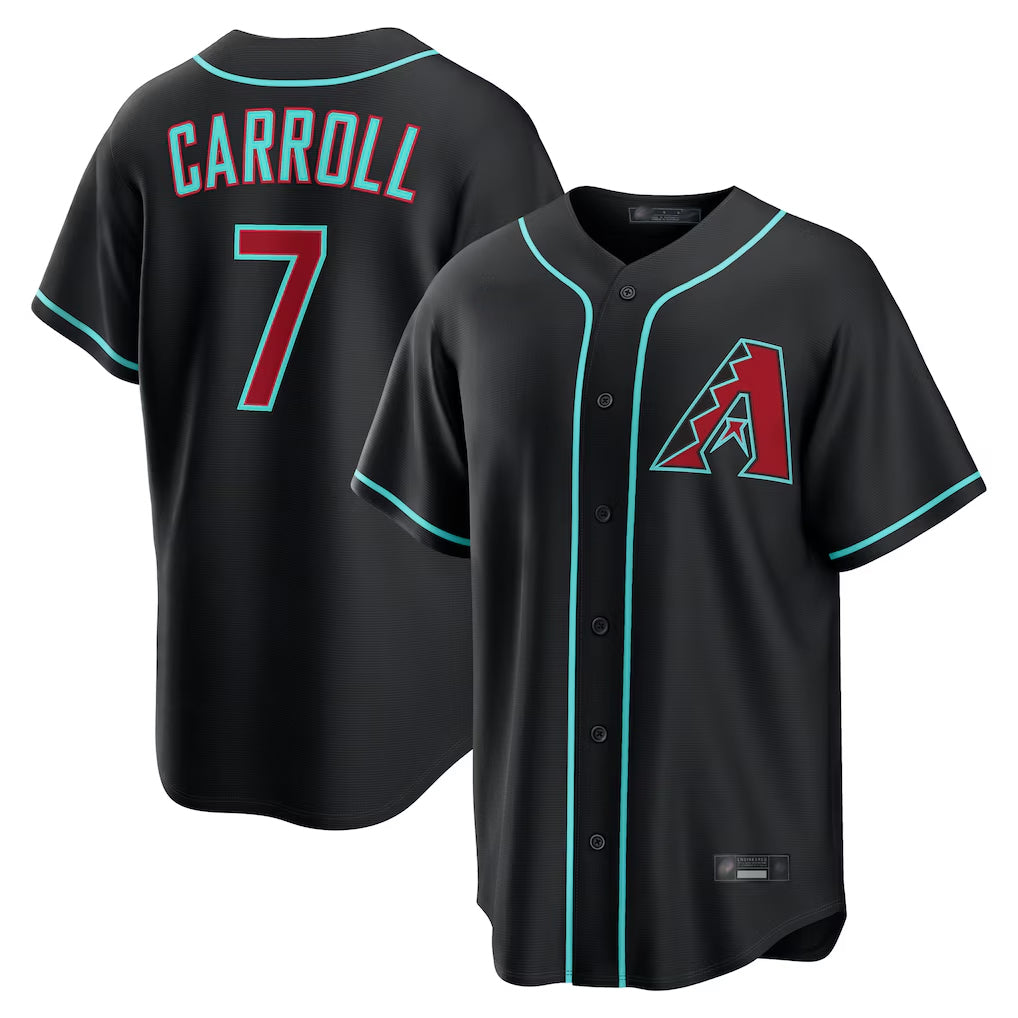 A.Diamondbacks #7 Corbin Carroll Player Black Home Game Gdoa Stitched Jerseys