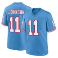 T.Titans #11 Jermaine Johnson II Player Light Blue Oilers Throwback Home Game Gdoa Stitched Jerseys