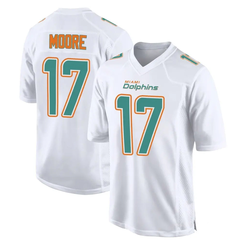 M.Dolphins #17 Trey Moore Player White Fashion Home Game Gdoa Stitched Jerseys