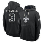 NO.Saints #3 Travis Etienne Jr. Player 2026 Black Logo Pullover Hoodies Limited Game Gdoa Stitched Jerseys