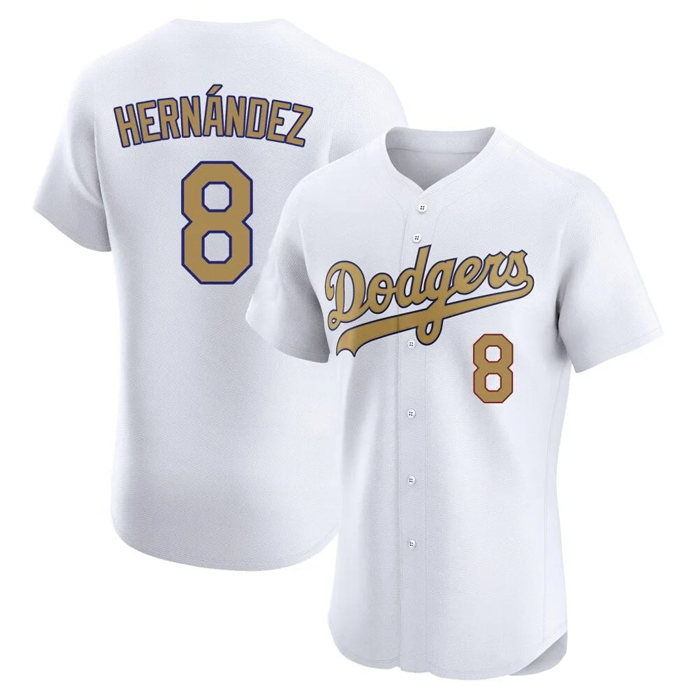 LA.Dodgers #8 Enrique Hern¨¢ndez Player Gold Limited Elite Home Fdoa Stitched Jerseys