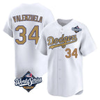 LA.Dodgers #34 Fernando Valenzuela Player Gold World Series Collection Limited Home Fdoa Stitched Jerseys