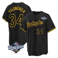 LA.Dodgers #34 Fernando Valenzuela Player Black World Series Snake Skin City Game Home Fdoa Stitched Jerseys