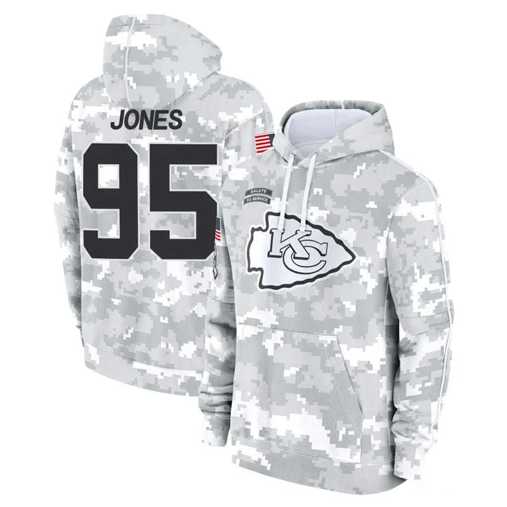 KC.Chiefs #95 Chris Jones Player Arctic Camo Salute to Service Hoodies Limited Game Gdoa Stitched Jerseys