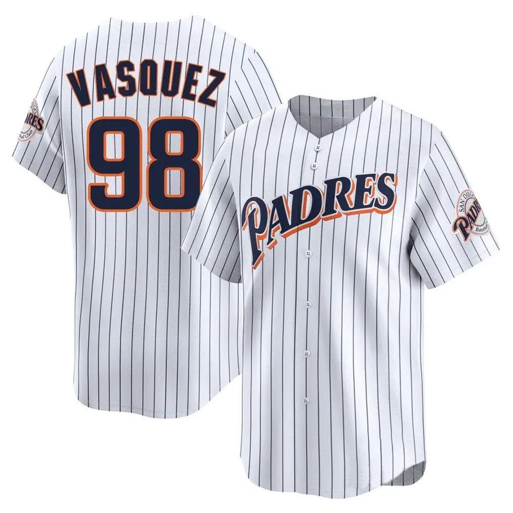 S.Diego Padres #98 Randy Vasquez Player White Cooperstown Collection Limited Home Fdoa Stitched Jerseys