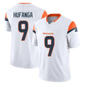 D.Broncos #9 Talanoa Hufanga Player White Limited Vapor F.U.S.E. Home Game Gdoa Stitched Jerseys