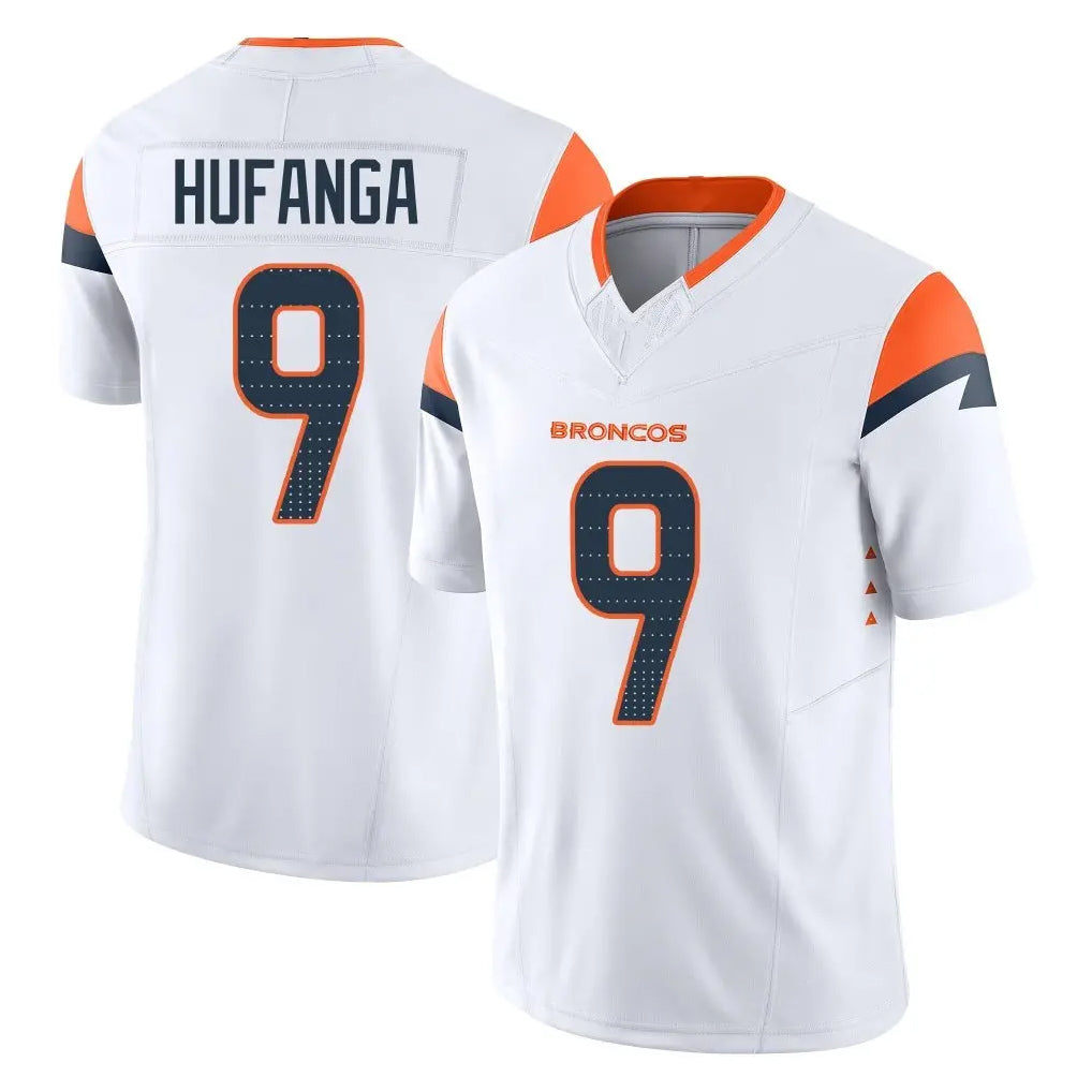 D.Broncos #9 Talanoa Hufanga Player White Limited Vapor F.U.S.E. Home Game Gdoa Stitched Jerseys
