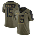NY.Jets #15 Adonai Mitchell Player Olive Salute To Service Limited Game Gdoa Stitched Jerseys