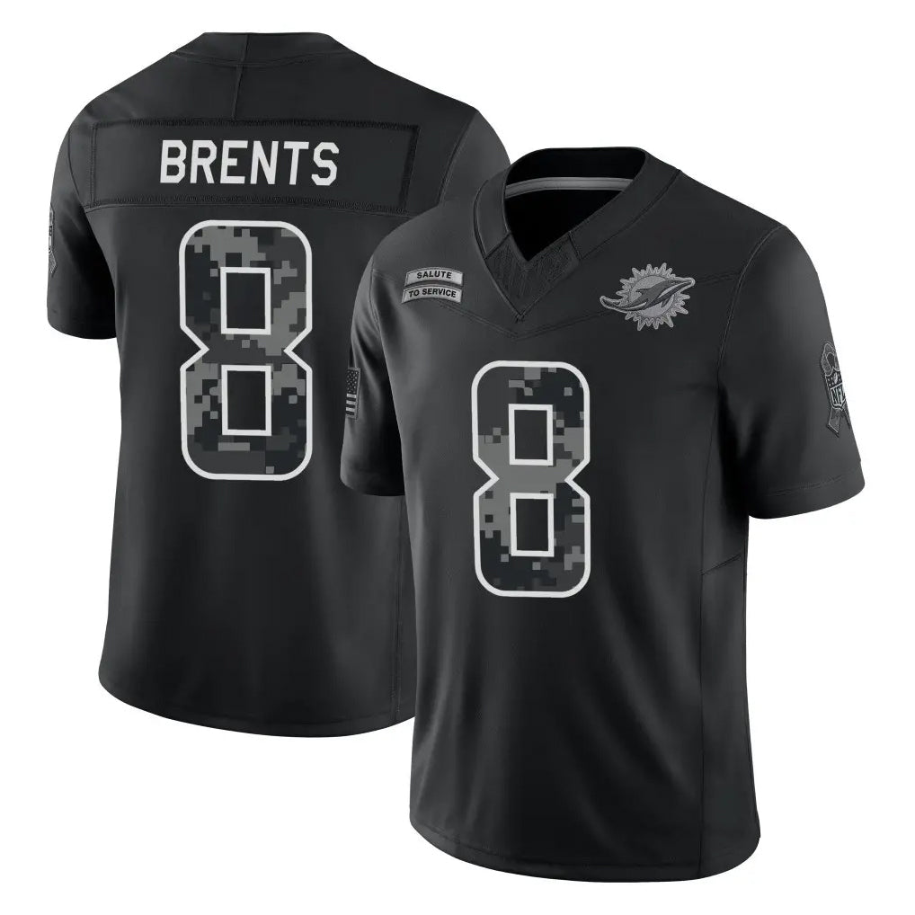 M.Dolphins #8 JuJu Brents Player Black Limited 2026 Salute to Service Home Game Gdoa Stitched Jerseys