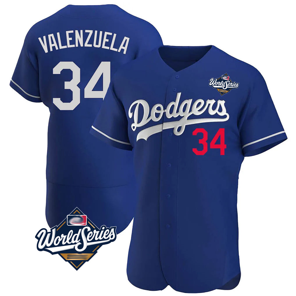 LA.Dodgers #34 Fernando Valenzuela Player Royal World Series Limited Elite Home Fdoa Stitched Jerseys
