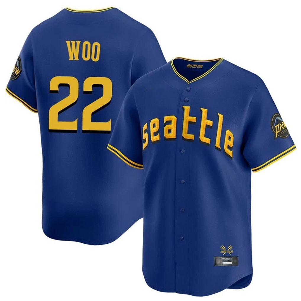 S.Mariners #22 Bryan Woo Player Royal City Connect Home Limited Fdoa Stitched Jerseys