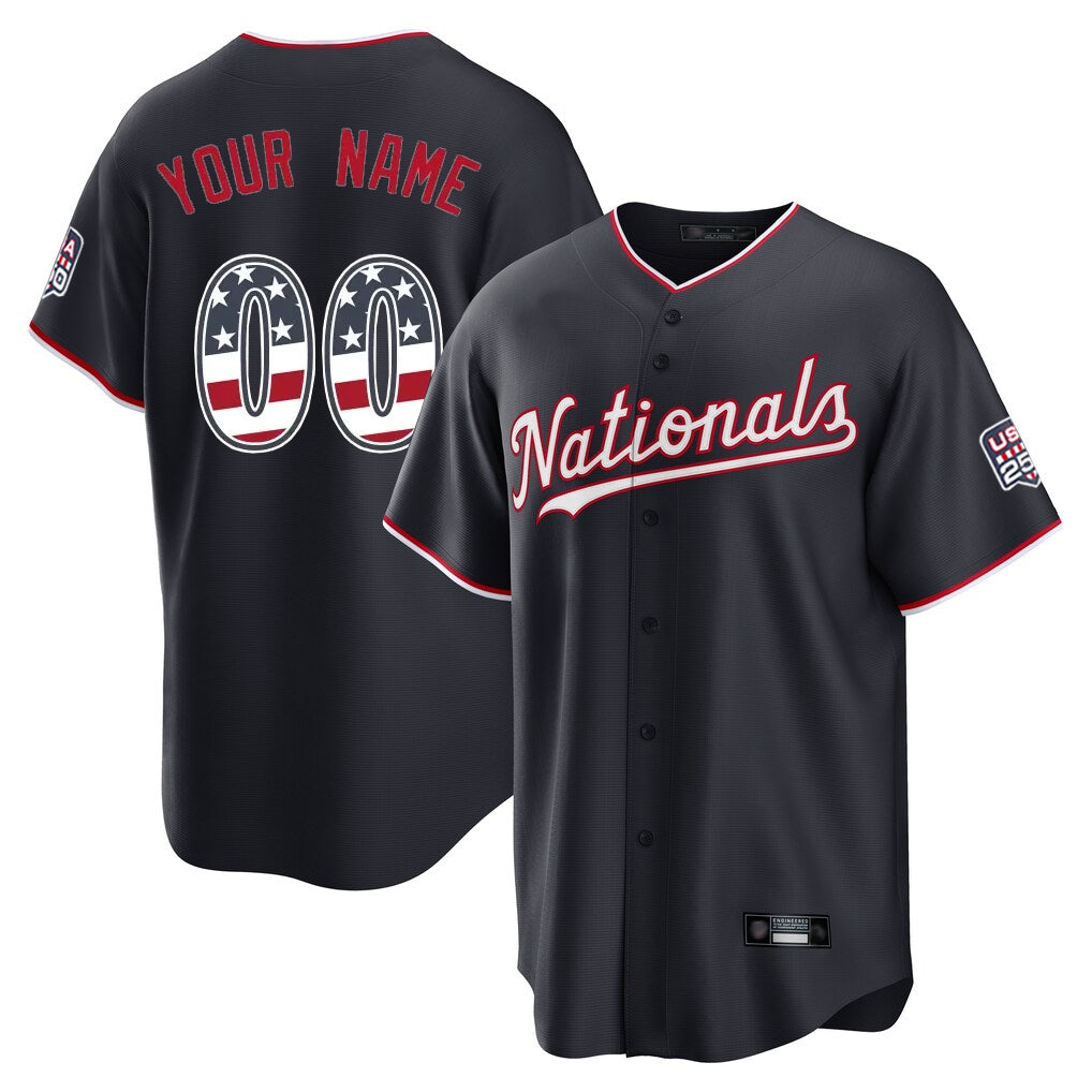 Custom W.Nationals Navy USA 250 Fourth of July Limited Home Game Any Name & Number Gdoa Stitched Jerseys