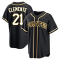 P.Pirates #21 Roberto Clemente Player Black Fashion Out Home Game Fdoa Stitched Jerseys