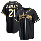 P.Pirates #21 Roberto Clemente Player Black Fashion Out Home Game Fdoa Stitched Jerseys