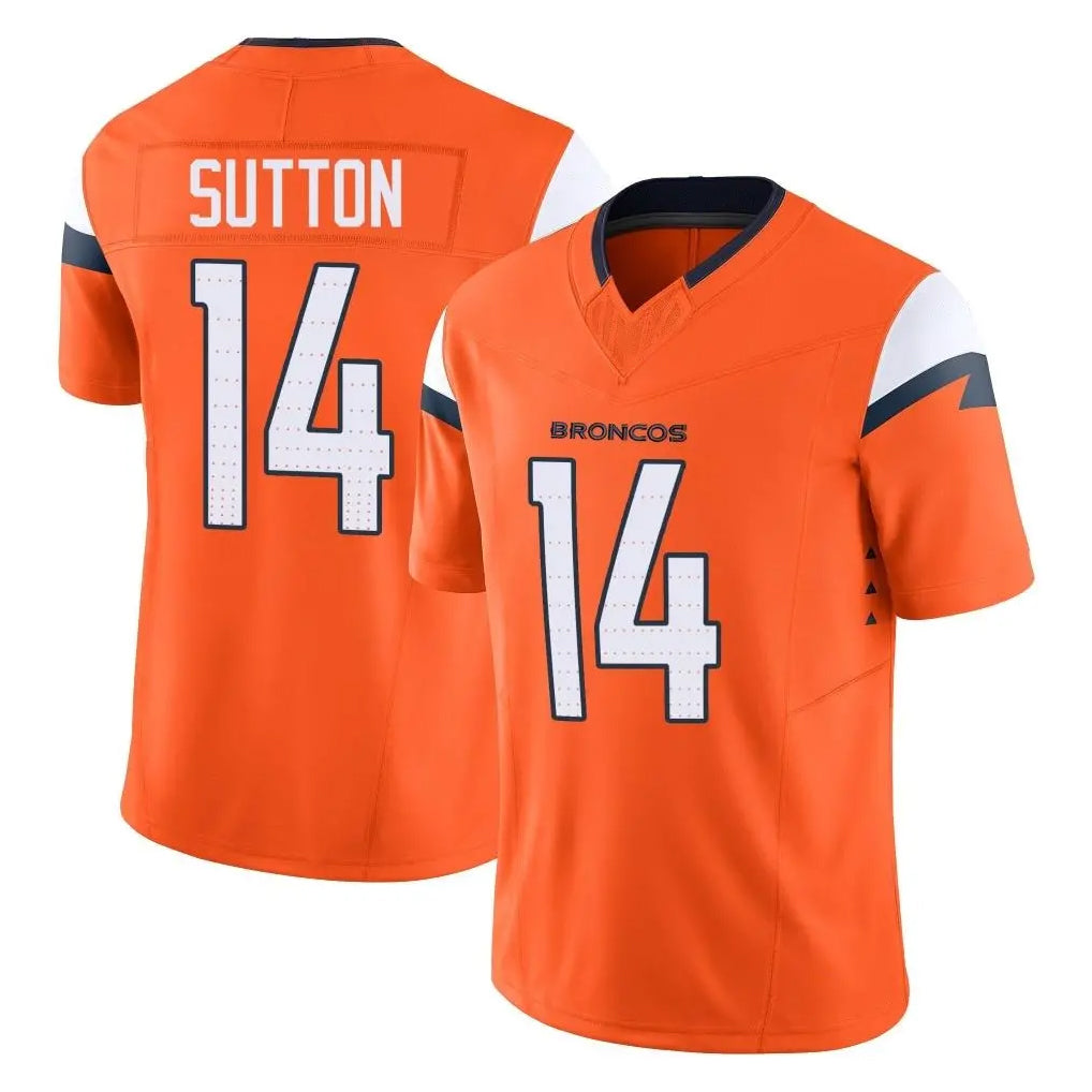 D.Broncos #14 Courtland Sutton Player Orange Vapor F.U.S.E. Limited Home Game Gdoa Stitched Jerseys