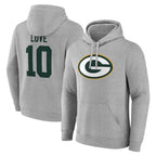 GB.Packers #10 Jordan Love Player Gray Pullover Hoodies Limited Gdoa Stitched Jerseys