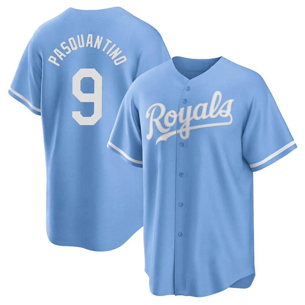 KC.Royals #9 Vinnie Pasquantino Player Light Blue Home Game Gdoa Stitched Jerseys