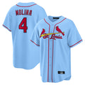 St. Louis Cardinals #4 Yadier Molina Player Light Blue Home Game Fdoa Stitched Jerseys