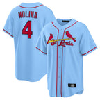 St. Louis Cardinals #4 Yadier Molina Player Light Blue Home Game Fdoa Stitched Jerseys